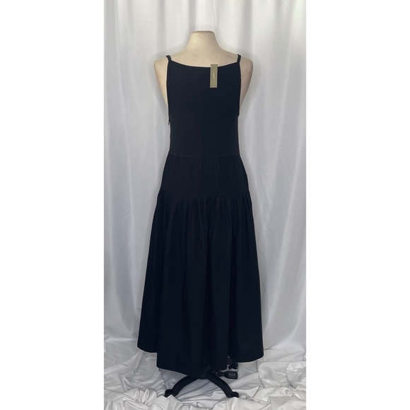 NWT!! J. CREW Pintuck Mixy Tank Dress Solid Black Midi Pleated Pleats Large - Picture 9 of 15